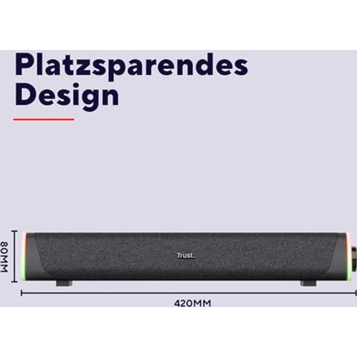 Trust Liro Illuminated Soundbar, 12W Stereo PC Lautsprecher mit RGB LED Beleuchtung, Klinke 3,5 mm AUX, USB Betrieb, Schwarz – Bild 5