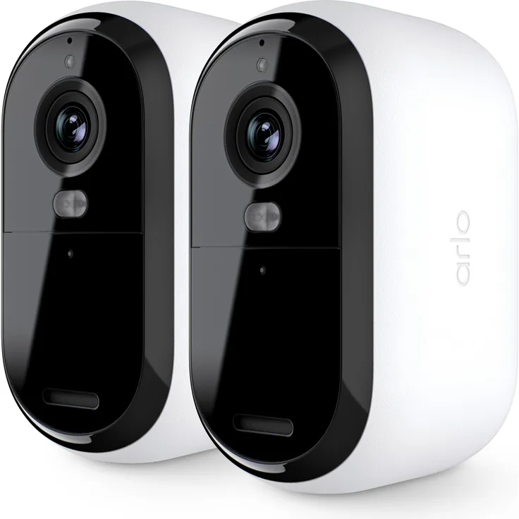Arlo Essential 3 2K, Netzwerkkamera im 2er Set mit Farbnachtsicht und integriertem Scheinwerfer, WLAN und Zwei-Wege-Audio