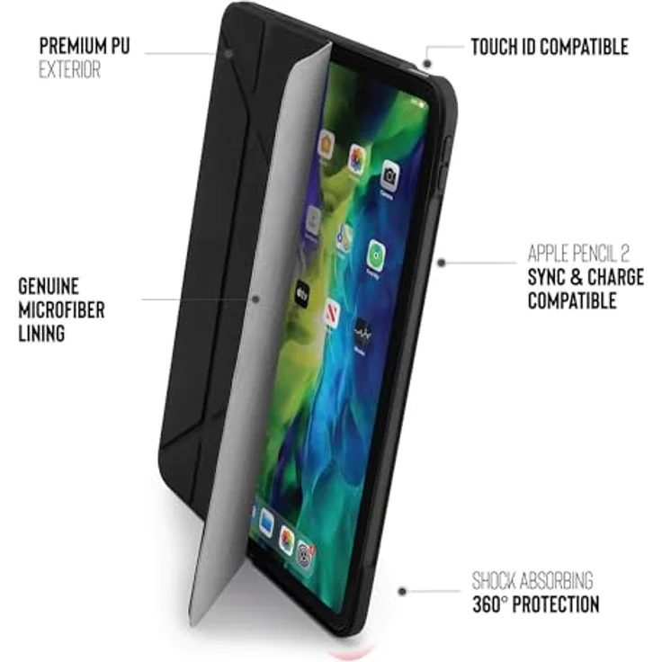 Pipetto iPad Air 10.9 Origami Case, Tablet Hülle mit Origami-Funktion, Schwarz – Bild 6