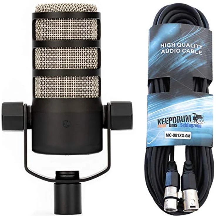 Rode Podmic professionelles dynamisches Podcast-Mikrofon + keepdrum XLR-Kabel 6m – Bild 1