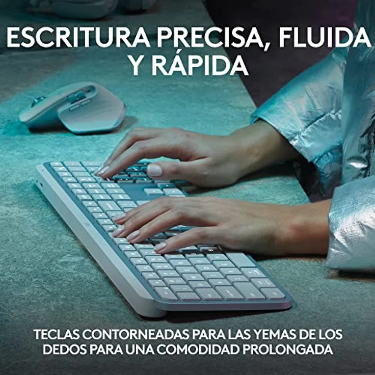 Logitech MX Keys S - Hellgrau, Spanisches QWERTY-Layout – Bild 2