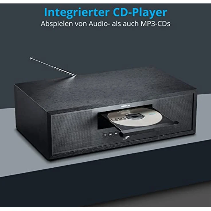 MEDION P64145 All in One Audio System (DAB+, CD, MP3, PLL UKW Radio, USB, Kompaktanlage, Elegantes Design, Weckfunktion, Sleep Einschlafautomatik) anthrazit – Bild 5