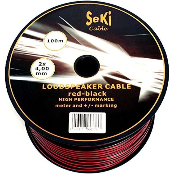 Lautsprecherkabel rot schwarz 2X 4,00mm² 100M Spule – Bild 2