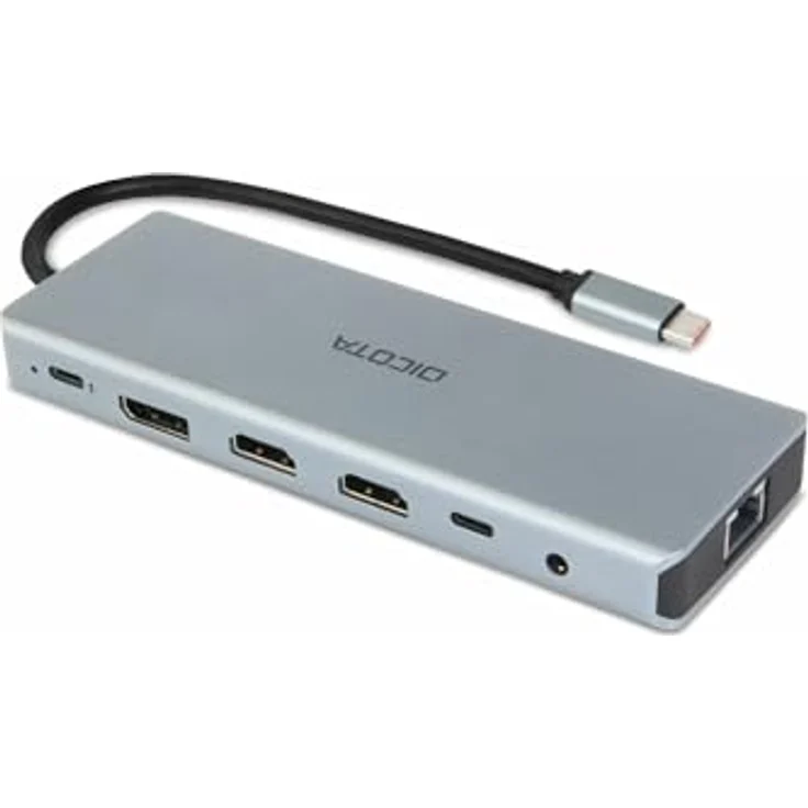 Dicota D32065 USB-C 13-in-1 Hub, Docking Station mit 4K HDMI/DP und 100W Power Delivery, Silber – Bild 3