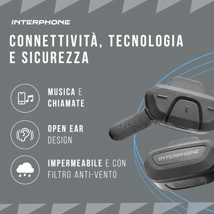 Interphone Aerial Dual-Fahrrad-Gegensprechanlage, Bluetooth-Kommunikation für 2 Fahrer bis 300 m, wasserdicht, kompatibel mit GPS und Musik – Bild 3