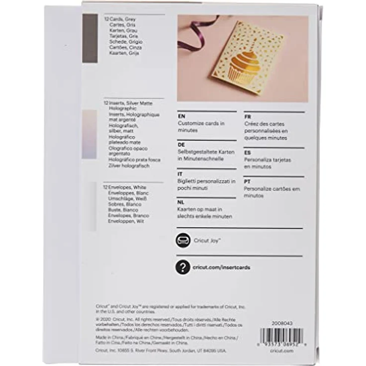 Cricut Joy Einlegekarten Grau Gold Metallic, 10,7x13,9 cm, 12 Stück für personalisierte Grußkarten – Bild 2