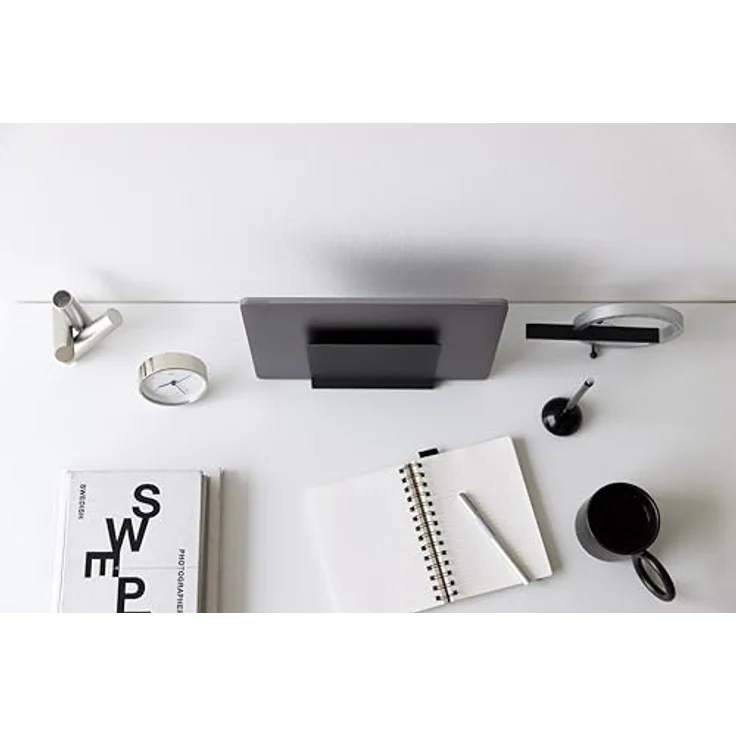 Yamazaki 4499 Tower, Schmaler Laptop-Ständer in Schwarz aus Stahl/Silikon/Polypropylen, minimalistisch, 16 x 5.7 x 15.2 cm – Bild 4