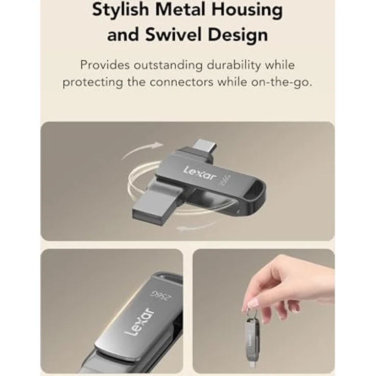 Lexar MEMORY DRIVE FLASH USB3.1 256G/D400 LJDD400256G-BNQNG (256 GB, USB C), USB Stick, Grau – Bild 4