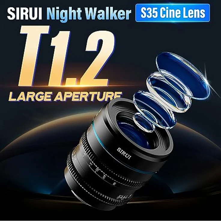 SIRUI Night Walker 55mm T1.2, Manuelles Kinoobjektiv für MFT-Mount, S35 Prime, perfekt für BMPCC4K, GH6, GH5S, GH5 II, Schwarz – Bild 3