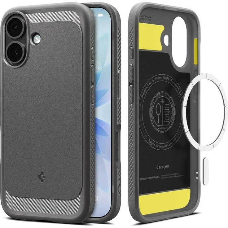 Spigen Rugged Armor MagSafe Smartphone Hülle für iPhone 17, grau, optimaler Schutz und MagSafe-Kompatibilität