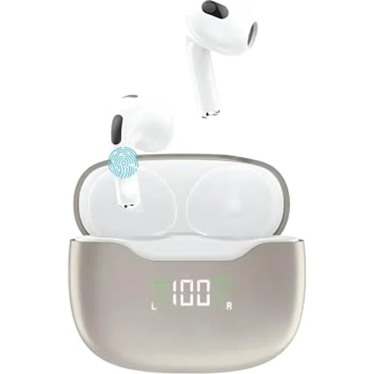 Dudao U15N Kabellose Kopfhörer, TWS, Bluetooth 5.1, Kopfhörer (35 mAh), Ladeetui (300 mAh), Weiß – Bild 1
