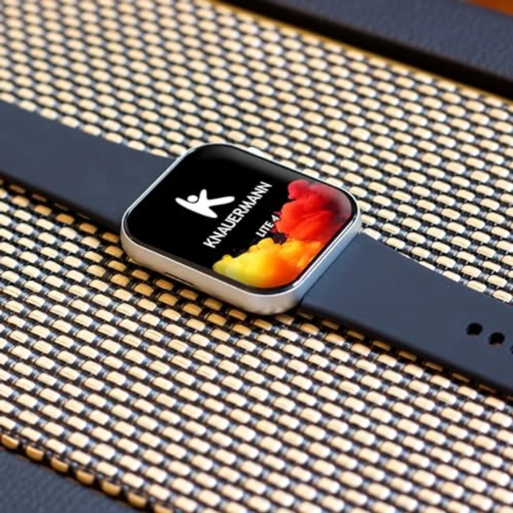 Knauermann Lite 4 eckig, Smartwatch mit umfassender Vitaldaten-Überwachung, Silber-Schwarz mit Silikonarmband – Bild 3