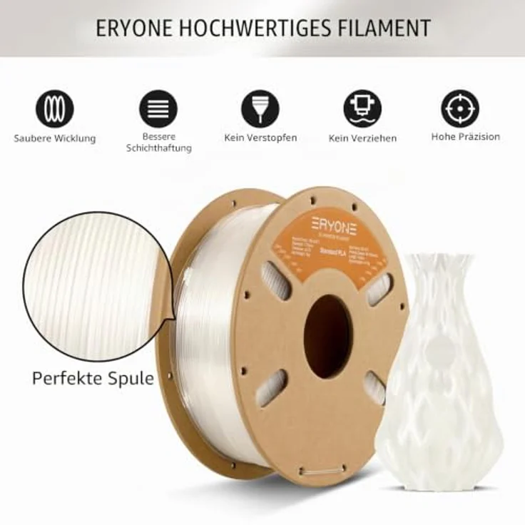 ERYONE PLA Filament 1.75 mm, Transparent, 1 kg Spule mit hoher Maßgenauigkeit +/- 0,03 mm – Bild 4