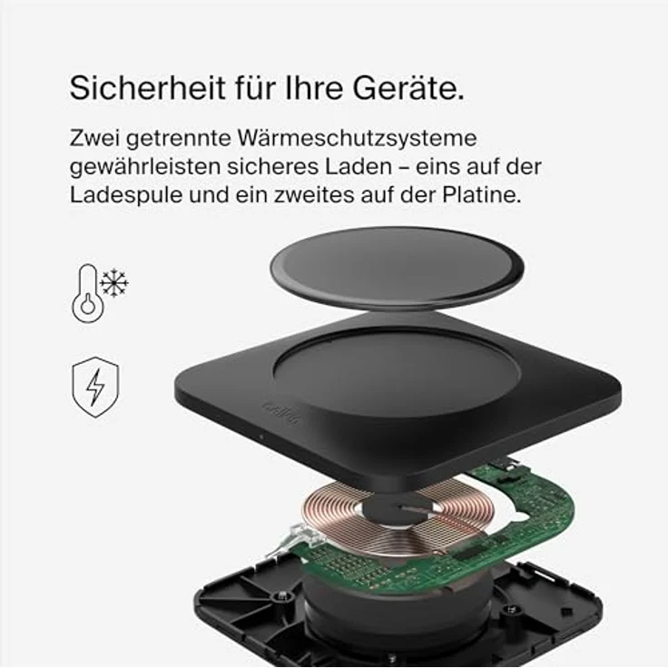 Belkin BoostCharge Pro kabelloses, induktives Universal Easy Align Ladepad, 15-W-Schnellladegerät für Apple iPhone, Samsung Galaxy, Apple AirPods Pro und andere MagSafe-fähige Geräte – Schwarz – Bild 5