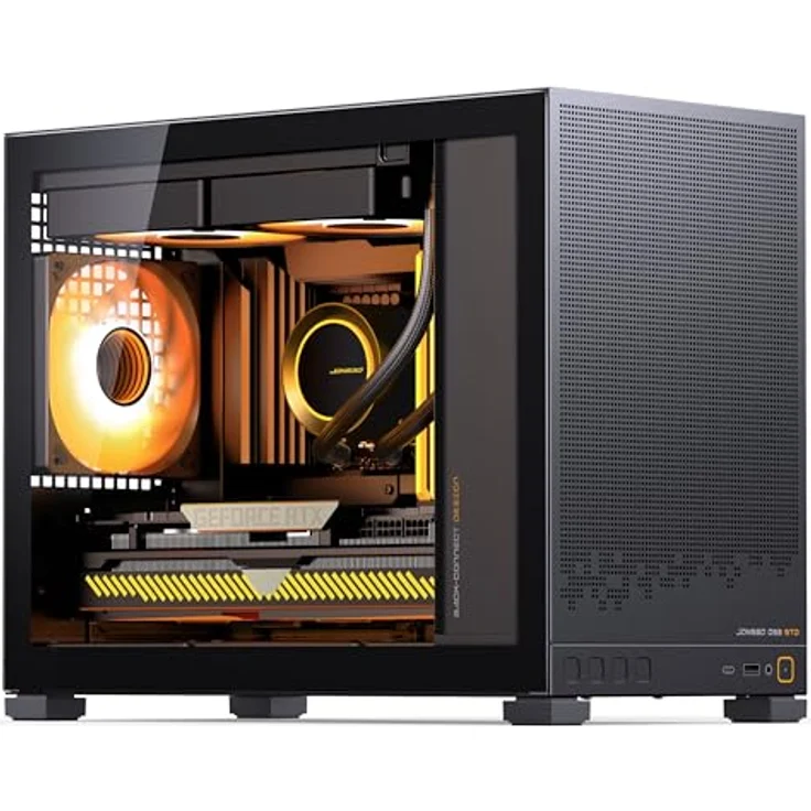 Jonsbo D32 STD Black, Mini-PC-Gehäuse für mATX mit Tempered Glass, unterstützt bis zu sechs 120-mm-Lüfter, max. 240-mm-AiO, schwarz – Bild 3