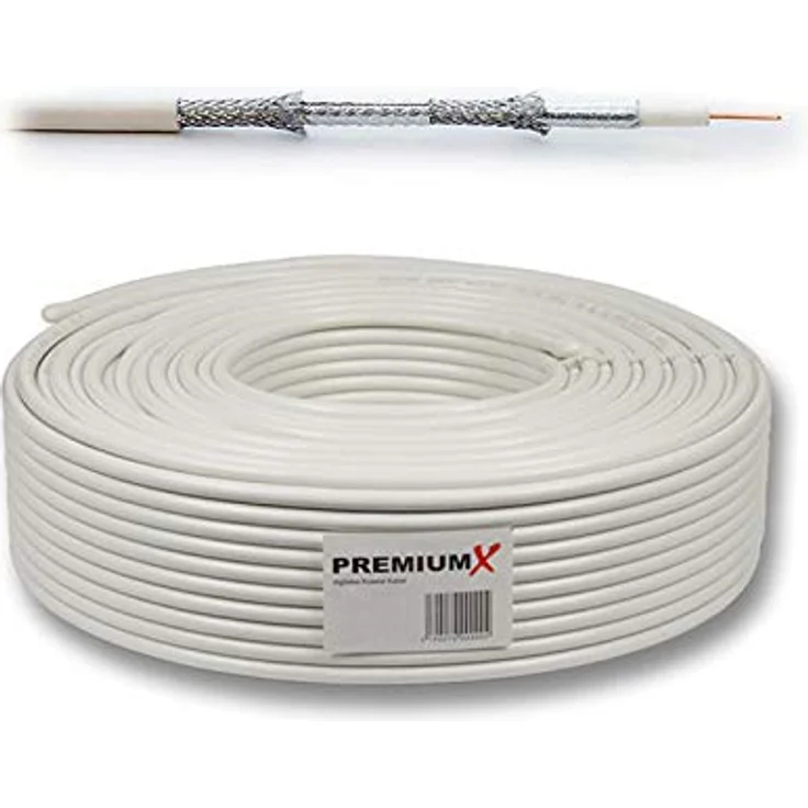 PremiumX Satelliten-Komplettanlage PXS80, 80cm hellgraue Satellitenschüssel für 4 Teilnehmer, inkl. Quad LNB und 50m Antennenkabel – Bild 5