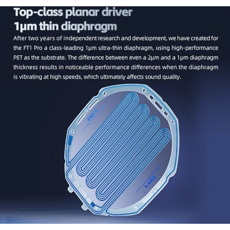 FiiO FT1 Pro Open-Back Planar Magnetic Wired Hi-Fi Kopfhörer für Zuhause, Studio, Aufnahme, hohe Empfindlichkeit in Schwarz – Bild 4