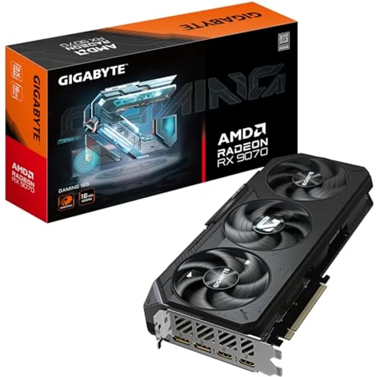 Gigabyte Radeon RX9070 Gaming, Grafikkarte mit 16GB GDDR6, 2xHDMI, 2xDP