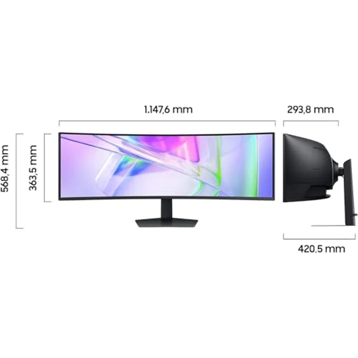 Samsung ViewFinity S95UC Curved Monitor, 49 Zoll, 5.120 x 1.440 Pixel, VESA DisplayHDR 400, KVM-Switch, 120 Hz, 5 ms (G/G), schwarz – Bild 2
