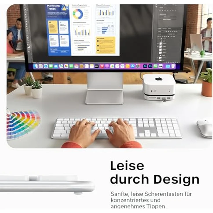 Satechi Slim EX3 Kabellose Tastatur, Kompakte Bluetooth-Tastatur mit Full-Size-Layout, Numpad und USB-C-Laden, Silber – Bild 7