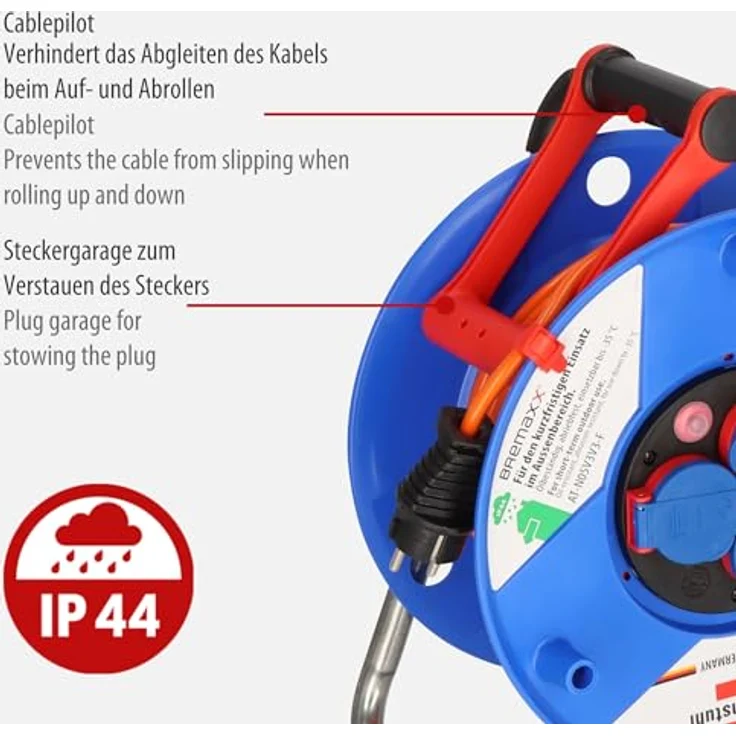 Brennenstuhl Garant IP44 Kabeltrommel 40m AT-N05V3V3-F 3G1,5, Wandmontage, 12.26 pounds – Bild 4