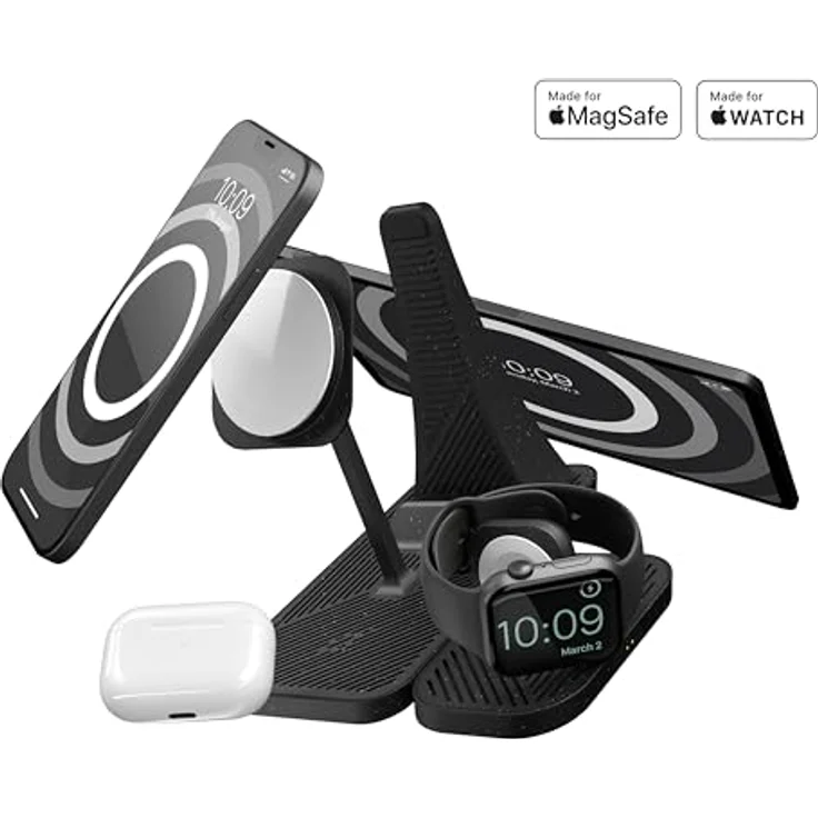 ZENS ZEAPMO3/00 kabelloses Ladegerät 4-in-1 Modular mit Funktion, MagSafe-Modul, 15W iPhone Ladefunktion, 30W USB-C Port, 5W AirPods Ladefläche, Apple Watch Erweiterung, 65W Netzteil, recyceltes Plastik, Qi-zertifiziert – Bild 3
