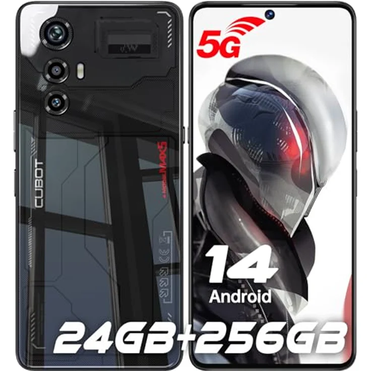 CUBOT MAX 5 (2024) 5G Smartphone Ohne Vertrag - 24GB+256GB/1TB, 6.95“ FHD+(144Hz) Gaming Smartphone, 100MP Kamera, 5100mAh/33W, Dual SIM 5G/Android 14/NFC/Face ID/BT5.3/WIFI 6 - Schwarz – Bild 1