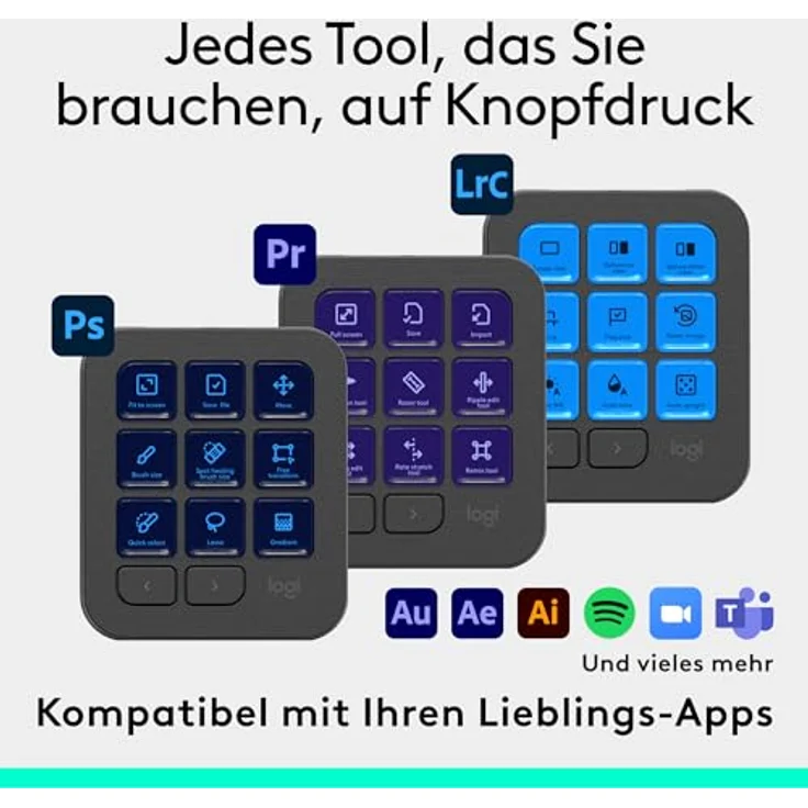 Logitech MX Creative Console, Programmierbares Tastenfeld mit 9 anpassbaren LCD-Tasten und Regler für Grafikdesign, Videobearbeitung, Fotografie - Graphit – Bild 4