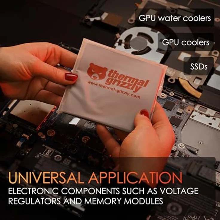 Thermal Grizzly Minus Pad Advance, Wärmeleitpad 100 x 100 x 2 mm, 2 Stück, schwarz – Bild 3