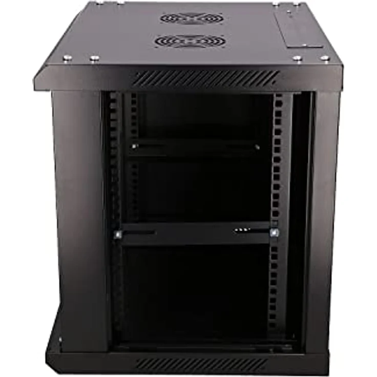 Extralink EX.3968 Rack 9U, Wandmontiertes Serverschrank-Regal (19 Zoll, schwarz), mit gehärteter Glasfront und Kühlungsoptionen – Bild 6