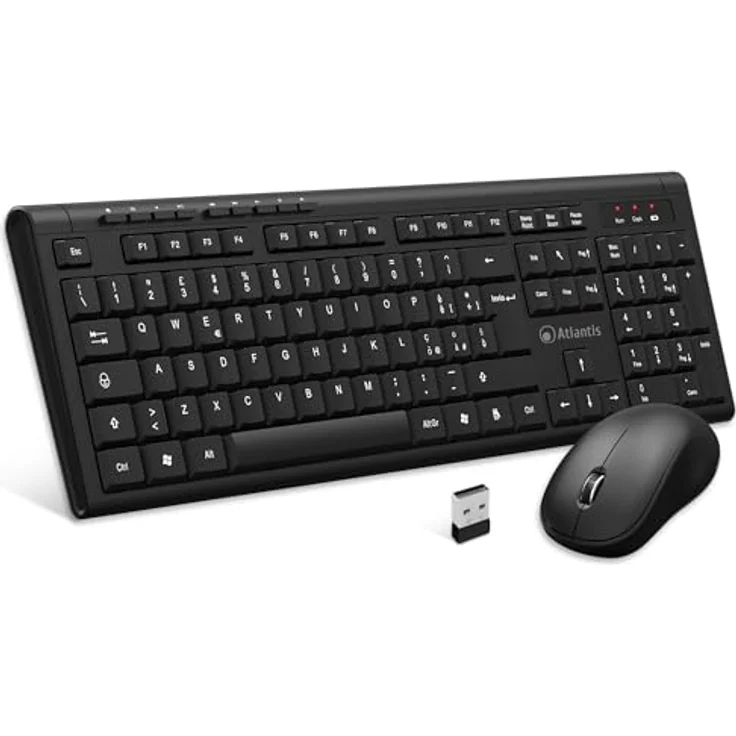Atlantis Land P013-AX280G+M, Kabelloses QWERTY Tastatur- und Maus-Set, Volle Größe, Schwarz, RF Wireless, 1200 dpi Sensor – Bild 1
