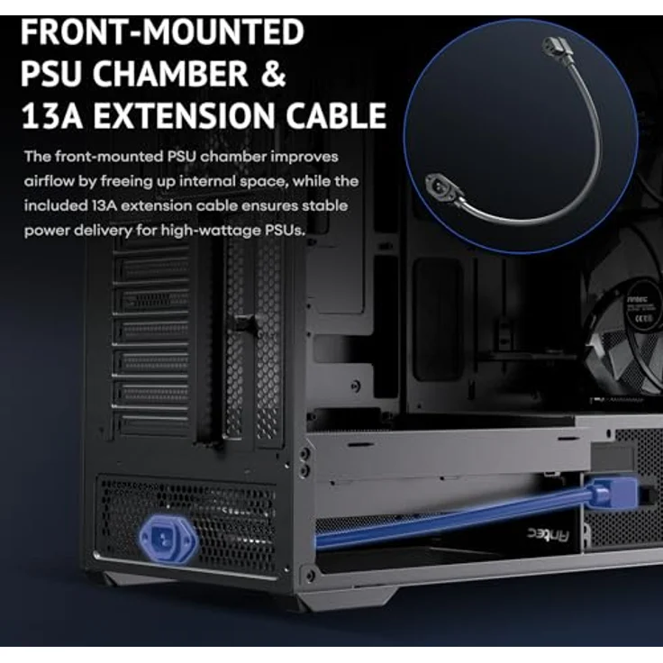 Antec FLUX Rear Midi Tower PC Gehäuse, ATX/Micro-ATX/ITX, schwarz, mit RGB-Beleuchtung und verbessertem Kabelmanagement – Bild 15