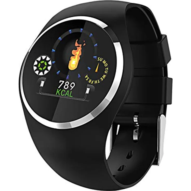 Atlanta 9703-7, Smartwatch mit Fitness-Tracking und Benachrichtigungsfunktion, schwarz