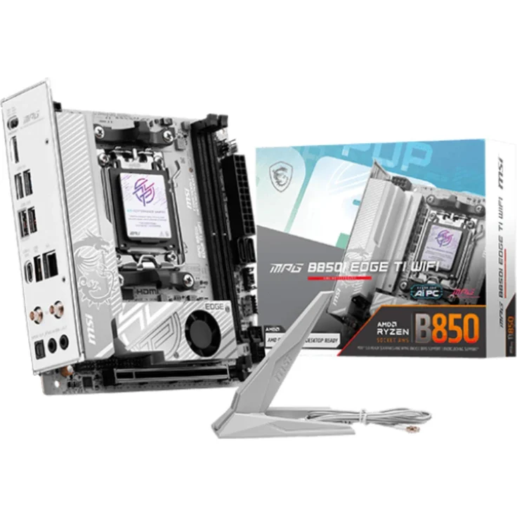 MSI MPG B850I EDGE TI WIFI AM5 ITX Mainboard, PCIe 5.0, Wi-Fi 7, DDR5, duale M.2-Anschlüsse, 5G-LAN