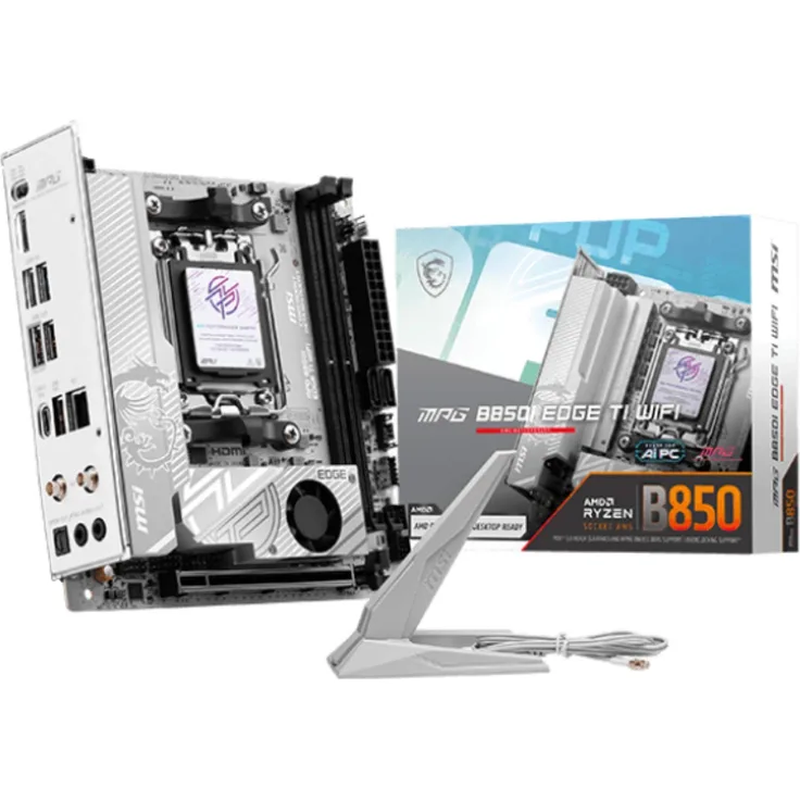 MSI MPG B850I EDGE TI WIFI AM5 ITX Mainboard, PCIe 5.0, Wi-Fi 7, DDR5, duale M.2-Anschlüsse, 5G-LAN