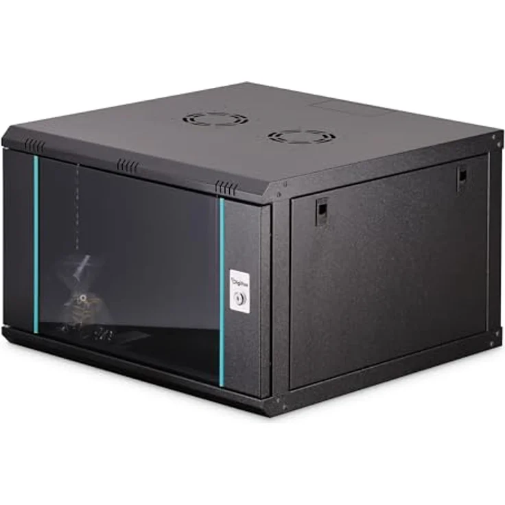 DIGITUS Netzwerkschrank Dynamic-N, 19-Zoll Rack 7HE, schwarz, unmontiert, Wandmontage, 600 mm Tiefe, 470 mm Nutztiefe, 60 kg Traglast, abschließbare Glastür – Bild 1