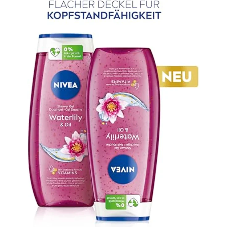 NIVEA Waterlily & Oil Duschgel (250 ml), pH-hautneutrale Pflegedusche mit frischem Duft nach Wasserlilie, verwöhnende Dusche mit pflegenden Ölperlen – Bild 5