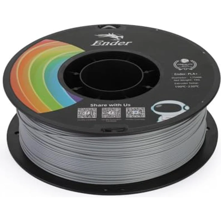 Creality Filament PLA+ (1.75 mm, 1000 g), 3D-Druckmaterial mit hoher Hitzebeständigkeit und verbesserter Schichthaftung, Grau – Bild 3
