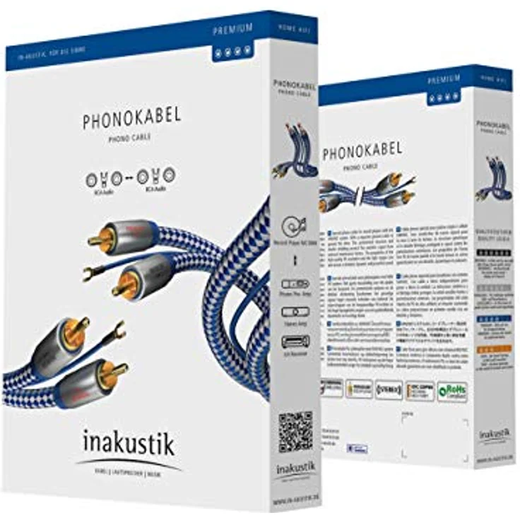 inakustik - 00405115 - Premium Phonokabel (Cinch, RCA) | Separate Masseleitung | 1,50m in Blau/Silber | 2-fache Abschirmung - Vollmetallstecker | Kabeldurchmesser: 6,0 mm - moderner Geflechtschirm – Bild 2