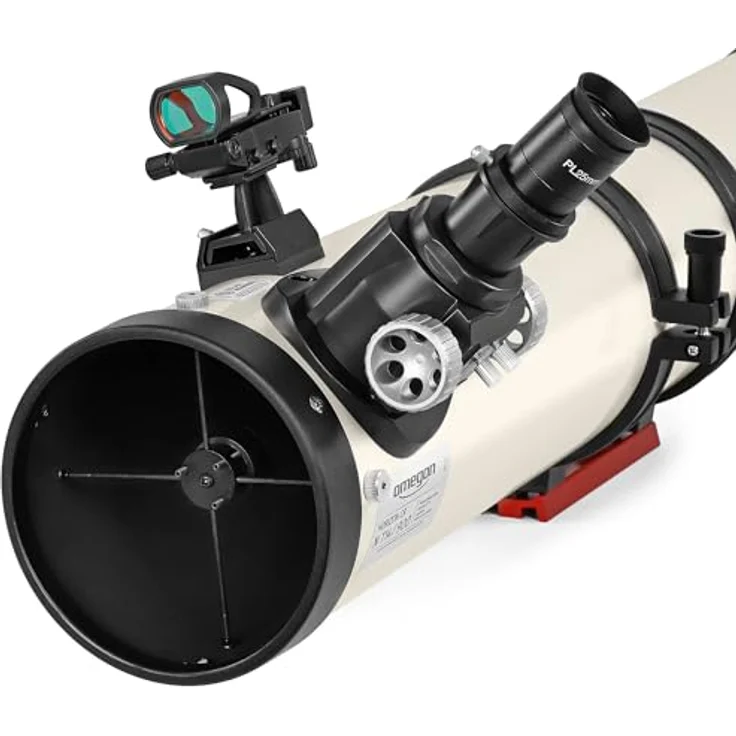 Omegon Teleskop Horizon N 114/900, Deep-Sky-Teleskop mit Parabolspiegel und Crayford-Okularauszug, inkl. Smartphone-Adapter und Bluetooth-Fernauslöser – Bild 2
