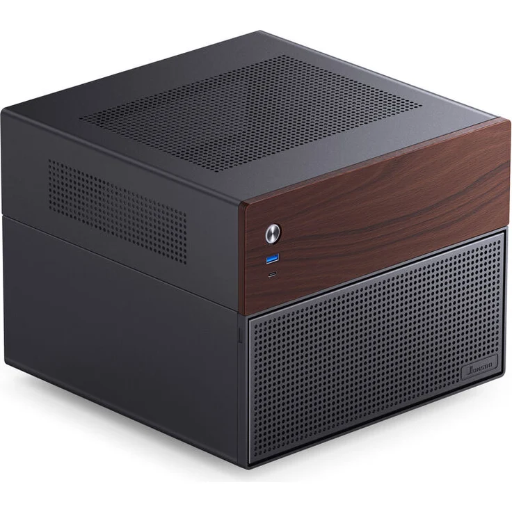 Jonsbo N4 NAS-Gehäuse, Micro-ATX - schwarz, DIY NAS-Gehäuse mit 6x 3,5 Zoll + 2x 2,5 Zoll, CPU-Kühler bis 70 mm, USB-C/A