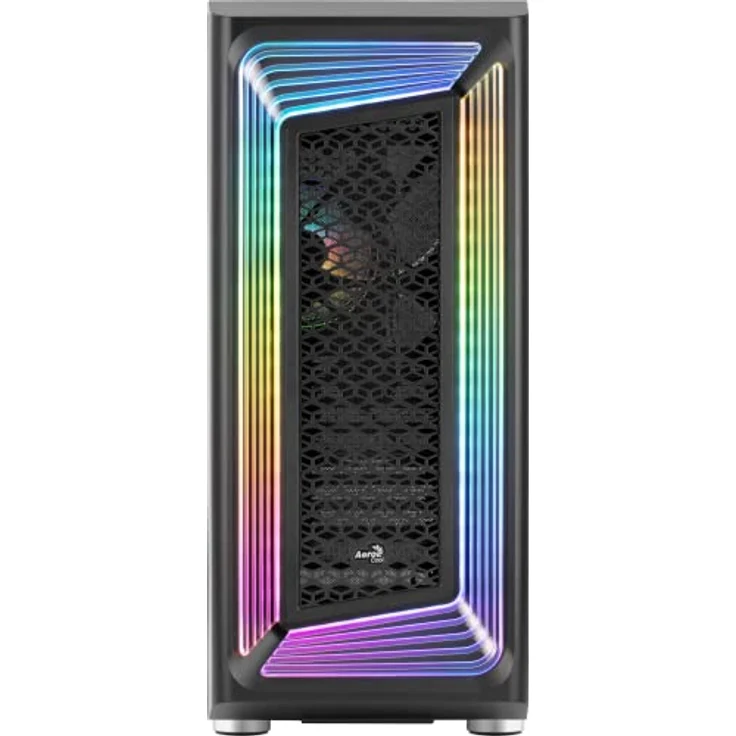 Aerocool INTERSTELLAR, ATX RGB Semitower Gehäuse, 3X PWM 120mm ARGB Lüfter + 2X 120mm Lüfter, gehärtetes Glasfenster, Schwarz – Bild 2