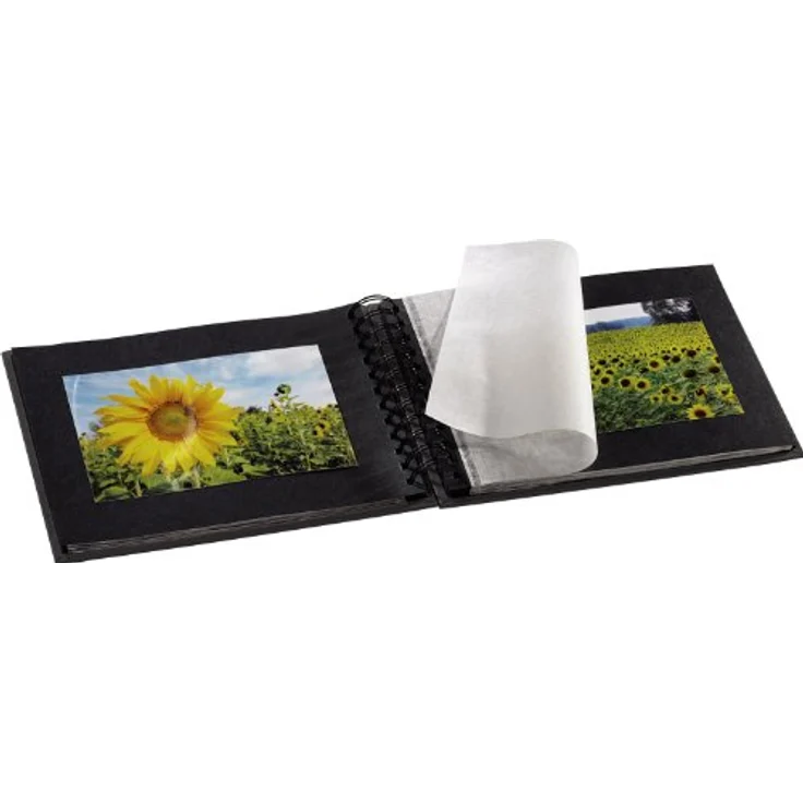 Hama Fotoalbum, 28 x 24 cm, 50 schwarze Seiten, 25 Blatt, mit Ausschnitt für Bildeinschub, Fotobuch schwarz – Bild 4