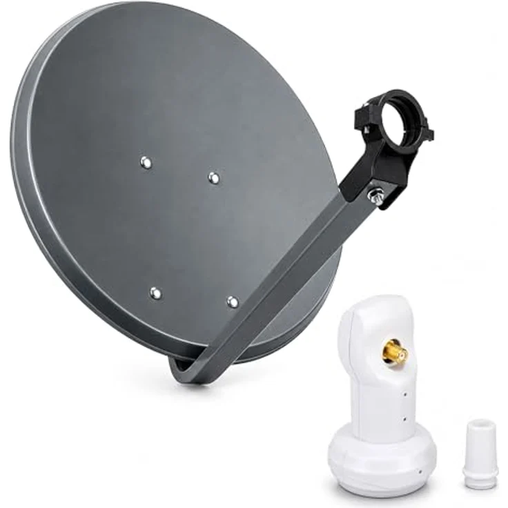 Premium X PXS45, 45cm digitale Satelliten-Schüssel mit Universal Single LNB, wetterfest, anthrazit, 4K Empfang – Bild 1