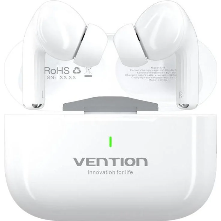 Vention TWS Earbuds Echo Lite E11, Kabellose Kopfhörer mit 30 h Akkulaufzeit, Bluetooth 5.4, IPX4-zertifiziert, Weiss