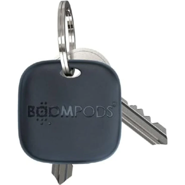 Boompods Boomtag Schlüsseltracker, Wiederaufladbarer Bluetooth Finder aus Ozeanplastik, Wasserdicht, Mini Ortungsgerät für Schlüssel und Taschen, Grau – Bild 1