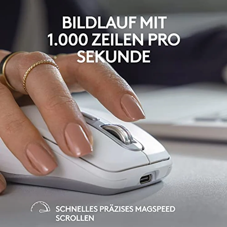 Logitech MX Anywhere 3S Compact Kabellose Maus, Fast Scrolling, 8K DPI Any-Surface Tracking, Quiet Clicks, Programmierbare Tasten, USB C, Bluetooth, Windows PC, Linux, Chrome, Mac - Graphit – Bild 5