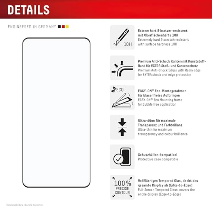 Displex Premium Schutzglas (Full Cover, 10H) für Xiaomi Redmi Note 14 Pro(+), Tempered Glas, kratzer-resistente Schutzfolie, hüllenfreundlich – Bild 2