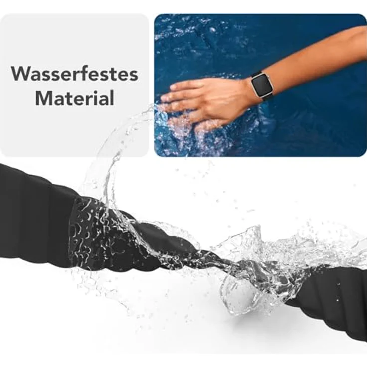NALIA Core Magnet Armband für Apple Watch Series Ultra/SE/10/9/8/7/6/5/4/3/2/1, Atmungsaktives Silikon Loop mit Rillendesign, Nachtschwarz, 42/44/45/46/49mm – Bild 5
