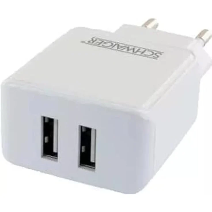 Schwaiger 230V Ladeadapter 2X USB 2.4A weiß